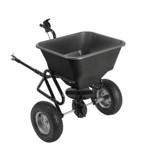 Tow Behind Broadcast Spreader, 110LBS Capacity, Tow/Push Garden Spreader with 10 Adjustable Setting, Lawn Spreaders for Seed, Fertilizer, Salt