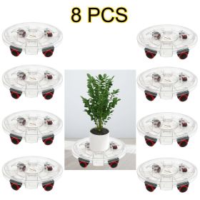 8 Pcs Heavy-Duty Clear Plant Caddy with Wheels, Rolling Flower Pot Stand 11.8" Inner 13" Outer Diameter