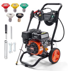 Gas Pressure Washer, 3400 PSI 2.6 GPM, Gas Powered Pressure Washer with Aluminum Pump, Spray Gun and Extension Wand, 5 Quick Connect Nozzles