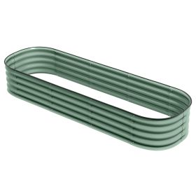6.4' x 2' x 1' Galvanized Raised Garden Bed Kit, Metal Planter Box with Safety Edging, Green