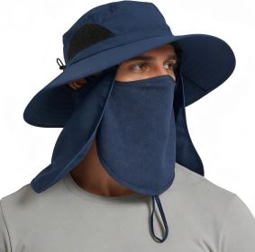 Wide Brim Sun Hat, UPF 50+ UV Protection Waterproof Packable Bucket Hat for Men & Women, Fishing Hiking Beach Garden (Color: 07 Navy Blue (Full Coverage)  One Size)