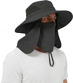 Wide Brim Sun Hat, UPF 50+ UV Protection Waterproof Packable Bucket Hat for Men & Women, Fishing Hiking Beach Garden (Color: 07 Black (Full Coverage) One Size)