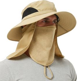 Wide Brim Sun Hat, UPF 50+ UV Protection Waterproof Packable Bucket Hat for Men & Women, Fishing Hiking Beach Garden (Color: 07 Khaki (Full Coverage)  One Size)
