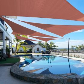 Artpuch Custom Size Rust Red Sun Shade Sail Triangle Canopy 185 GSM Durable Fabric UV Block Awning for Outdoor Patio Garden Backyard (Customized (Color: Rust Red, size: 05x06x07.8)