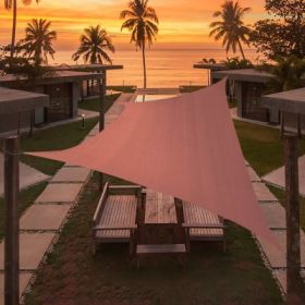 Artpuch Custom Size Rust Red Sun Shade Sail Triangle Canopy 185 GSM Durable Fabric UV Block Awning for Outdoor Patio Garden Backyard (Customized (Color: Rust Red, size: 19'X27')
